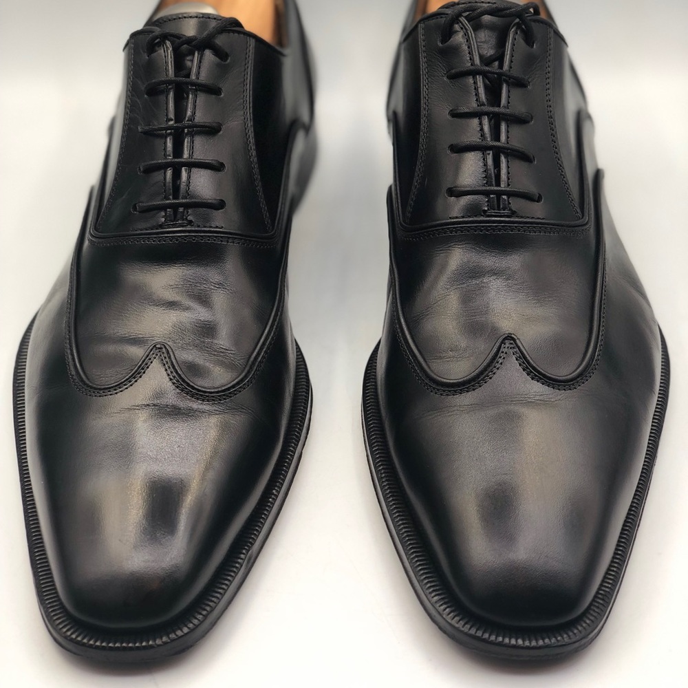 Magnannl Oxfords Wingtip calfskin Black Leather dress shoes men's size 11.M